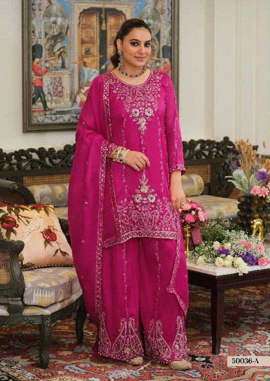TEXTILEDEAL D.NO 50036 WHOLESALE READYMADE CHINON WITH WORK BIG SIZE FESTIVE WEAR 3 PCS SUITS SUPPLIER