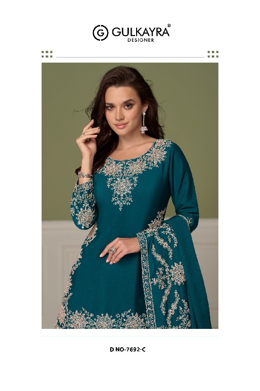 SAADGI BY GULKAYRA DESIGNER WHOLESALE READYMADE REAL CHINON PARTY WEAR TOP SKIRT WITH DUPATTA ONLINE
