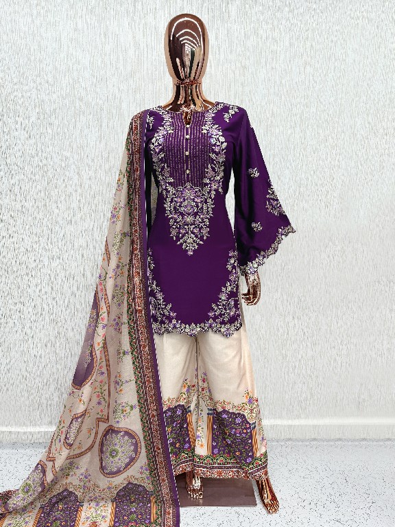 LAXURIA TRENDZ D.NO 1697 WHOLESALE READYMADE RAYON SATIN DESIGNER 3 PCS SUITS FOR EXPORT