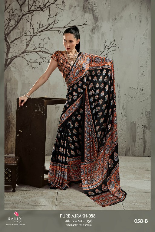 RAJTEX PURE AJRAKH VOL 58 WHOLESALE MODAL SATIN PRINTED CASUAL WEAR SAREES FOR WOMEN ONLINE