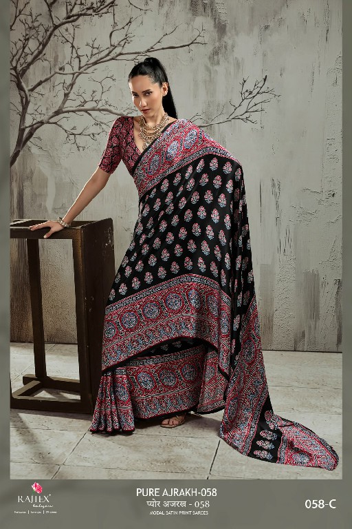 RAJTEX PURE AJRAKH VOL 58 WHOLESALE MODAL SATIN PRINTED CASUAL WEAR SAREES FOR WOMEN ONLINE