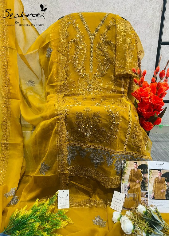 SERINE D.NO 989 WHOLESALE PURE CHIFFON SILK PAKISTANI HIT DESIGN UNSTITCH SALWAR SUITS EXPORTER
