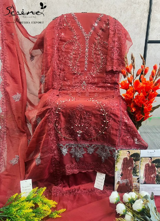 SERINE D.NO 989 WHOLESALE PURE CHIFFON SILK PAKISTANI HIT DESIGN UNSTITCH SALWAR SUITS EXPORTER
