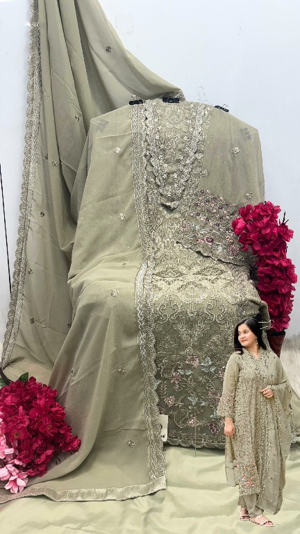 SHANAYA ROSE HAND CRAFT S-212 WHOLESALE FOX GEORGETTE WITH WORK UNSTITCH SALWAR SUITS SUPPLIER