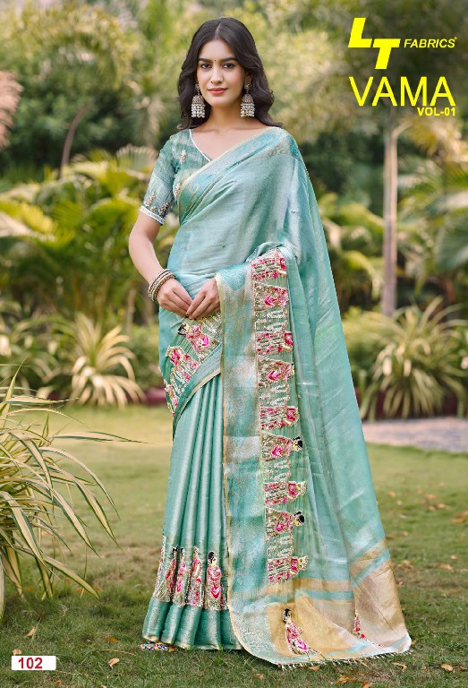 LT FASHION VAMA VOL 1 WHOLESALE KORA SILK WITH WORK PARTY WEAR SAREES FOR WOMEN ONLINE
