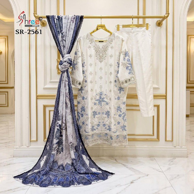 SHREE FABS R-2561 WHOLESALE READYMADE CAMBRIC COTTON PAKISTANI HIT DESIGN 3 PCS SUITS EXPORTER