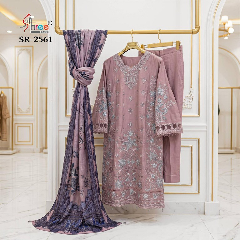 SHREE FABS R-2561 WHOLESALE READYMADE CAMBRIC COTTON PAKISTANI HIT DESIGN 3 PCS SUITS EXPORTER