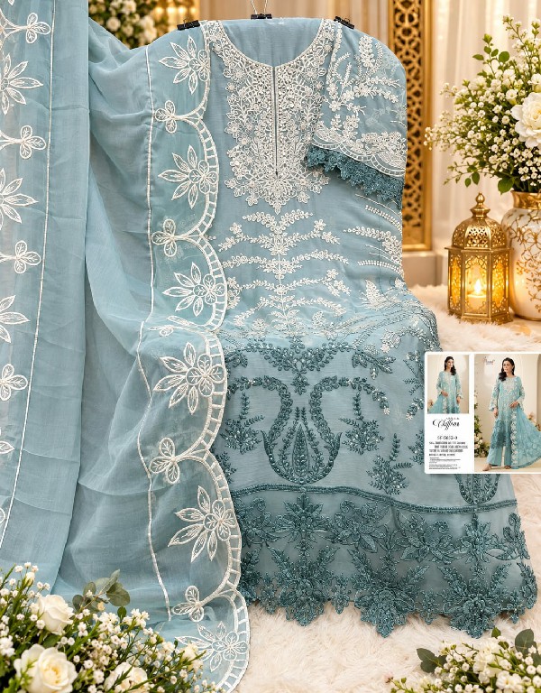 SHREE FABS D.NO 5652 WHOLESALE HEAVY CHIFFON PAKISTANI POPULAR DESIGN UNSTITCH SALWAR SUITS EXPORTER