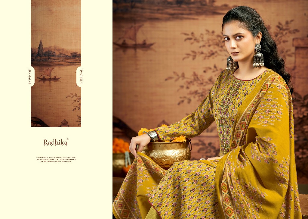 AZARA BY RADHIKA FASHION KALKI ADVANCE VOL 5 WHOLESALE JAAM SATIN WITH WORK UNSTITCH SALWAR SUITS SUPPLIER