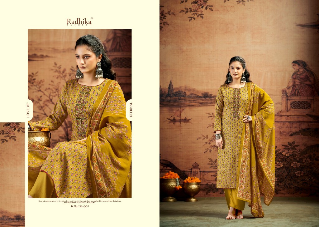 AZARA BY RADHIKA FASHION KALKI ADVANCE VOL 5 WHOLESALE JAAM SATIN WITH WORK UNSTITCH SALWAR SUITS SUPPLIER