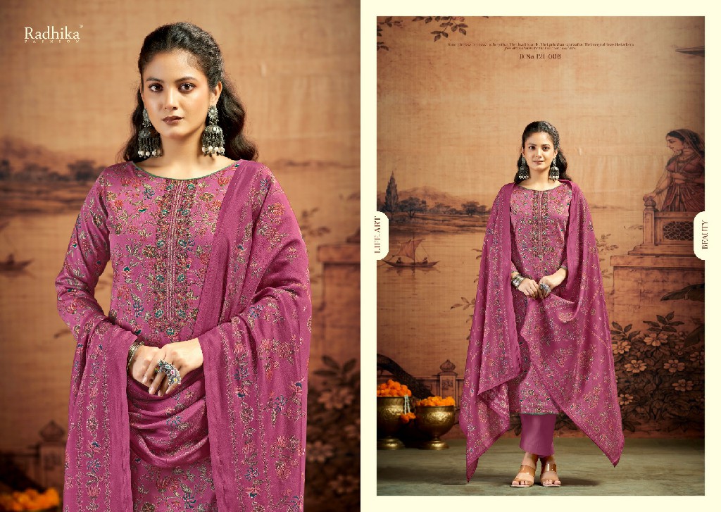 AZARA BY RADHIKA FASHION KALKI ADVANCE VOL 5 WHOLESALE JAAM SATIN WITH WORK UNSTITCH SALWAR SUITS SUPPLIER
