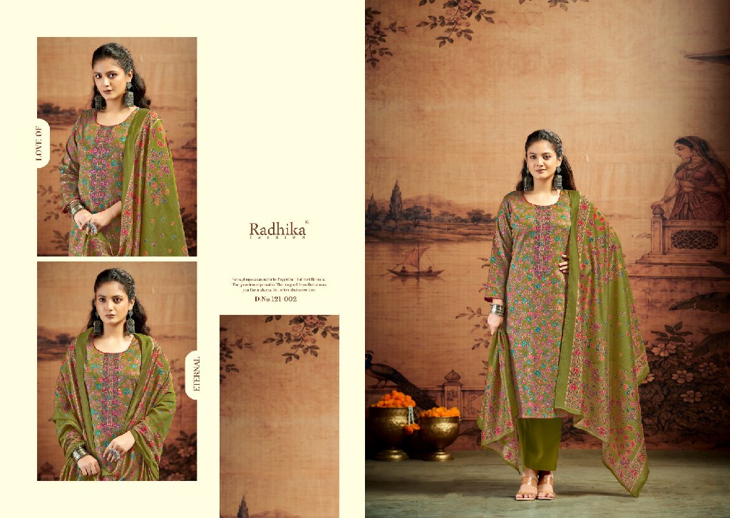 AZARA BY RADHIKA FASHION KALKI ADVANCE VOL 5 WHOLESALE JAAM SATIN WITH WORK UNSTITCH SALWAR SUITS SUPPLIER