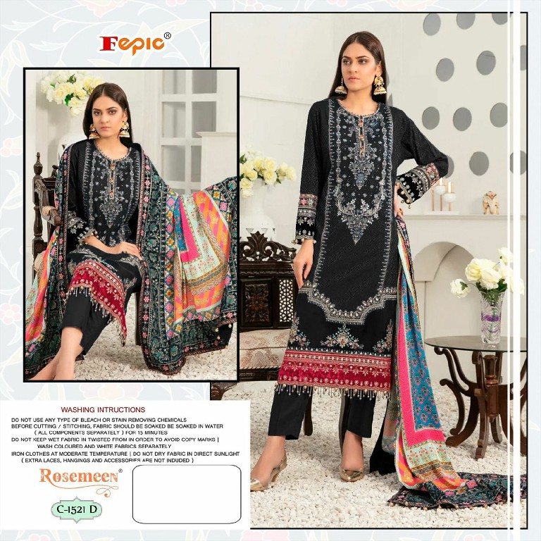 FEPIC ROSEMEEN D.NO 1521 WHOLESALE GEORGETTE EMBROIDERED UNSTITCH SALWAR SUITS FOR EXPORT
