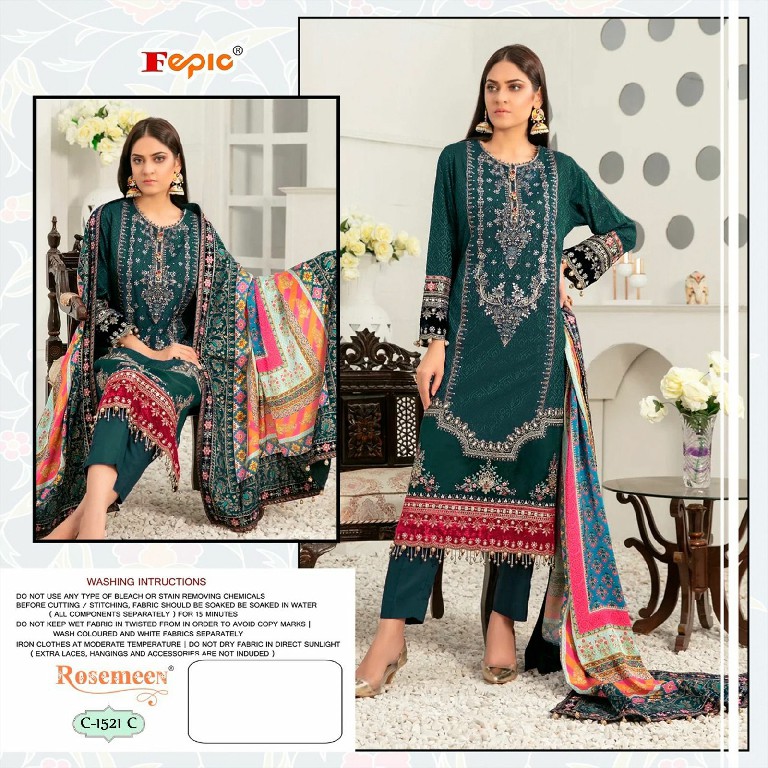 FEPIC ROSEMEEN D.NO 1521 WHOLESALE GEORGETTE EMBROIDERED UNSTITCH SALWAR SUITS FOR EXPORT