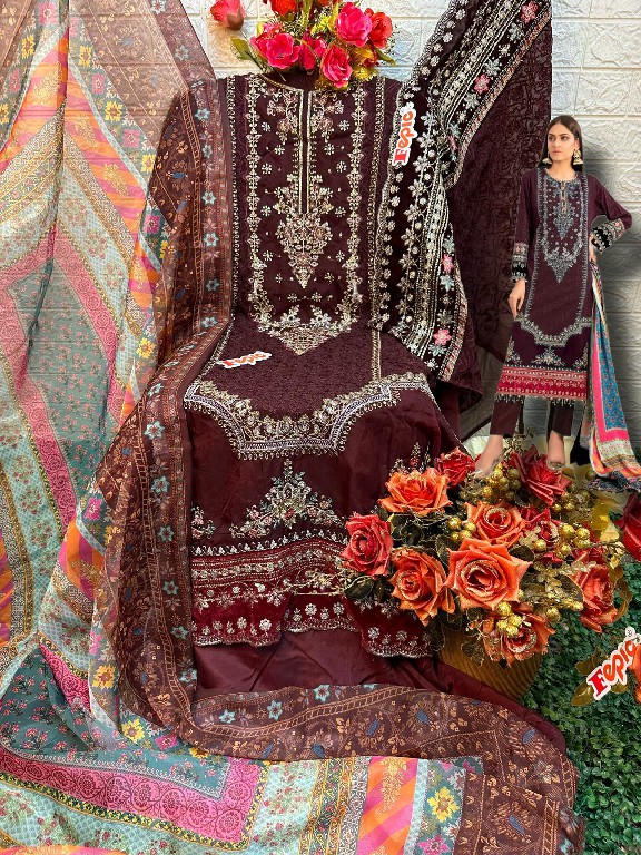 FEPIC ROSEMEEN D.NO 1521 WHOLESALE GEORGETTE EMBROIDERED UNSTITCH SALWAR SUITS FOR EXPORT