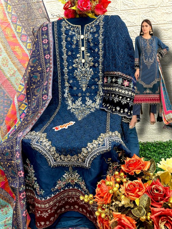 FEPIC ROSEMEEN D.NO 1521 WHOLESALE GEORGETTE EMBROIDERED UNSTITCH SALWAR SUITS FOR EXPORT