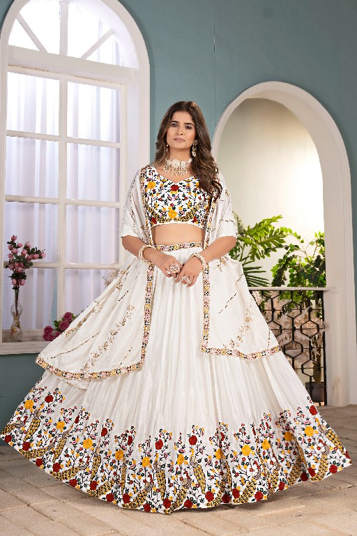 DVD D.NO 5127 WHOLESALE CHINON SILK ELEGANCE DESIGNER LEHENGA CHOLI FOR EXPORT