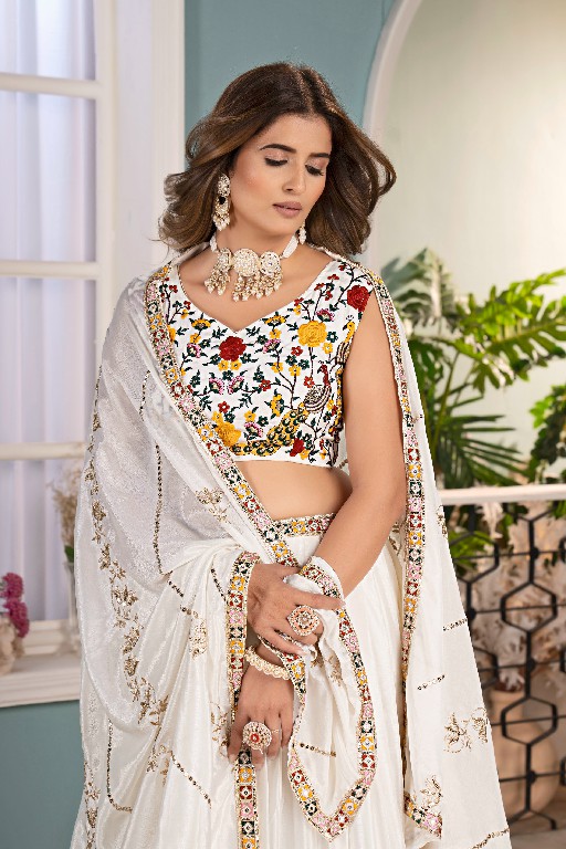 DVD D.NO 5127 WHOLESALE CHINON SILK ELEGANCE DESIGNER LEHENGA CHOLI FOR EXPORT