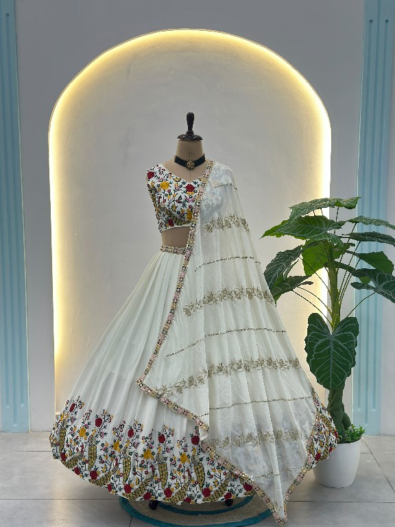 DVD D.NO 5127 WHOLESALE CHINON SILK ELEGANCE DESIGNER LEHENGA CHOLI FOR EXPORT