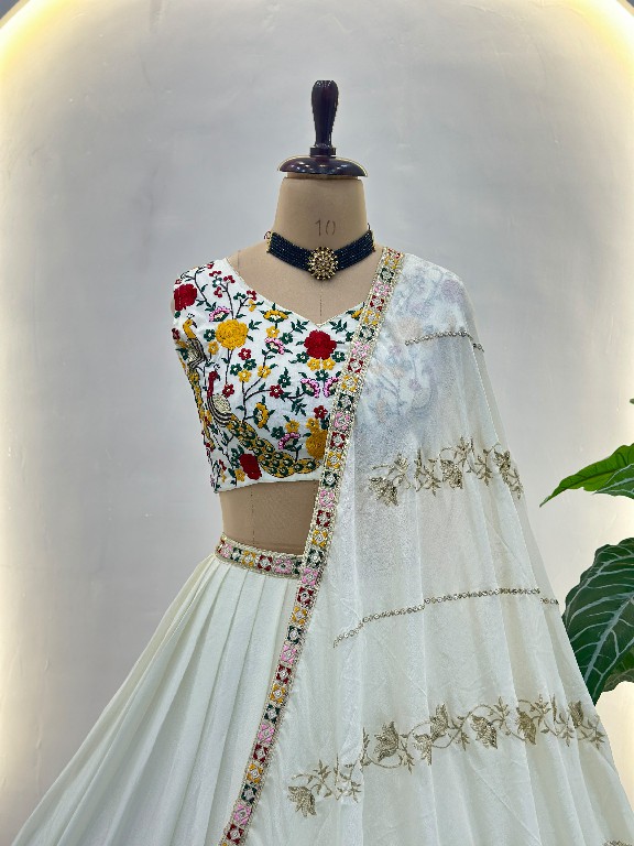 DVD D.NO 5127 WHOLESALE CHINON SILK ELEGANCE DESIGNER LEHENGA CHOLI FOR EXPORT