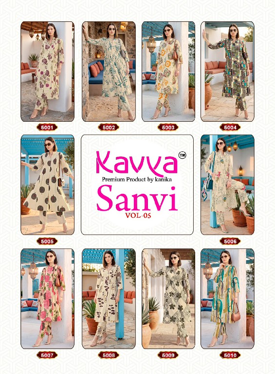 KAVYA SANVI VOL 5 WHOLESALE COTTON FLEX FULL STITCH ELEGANT A LINE CORD SET FOR EXPORT