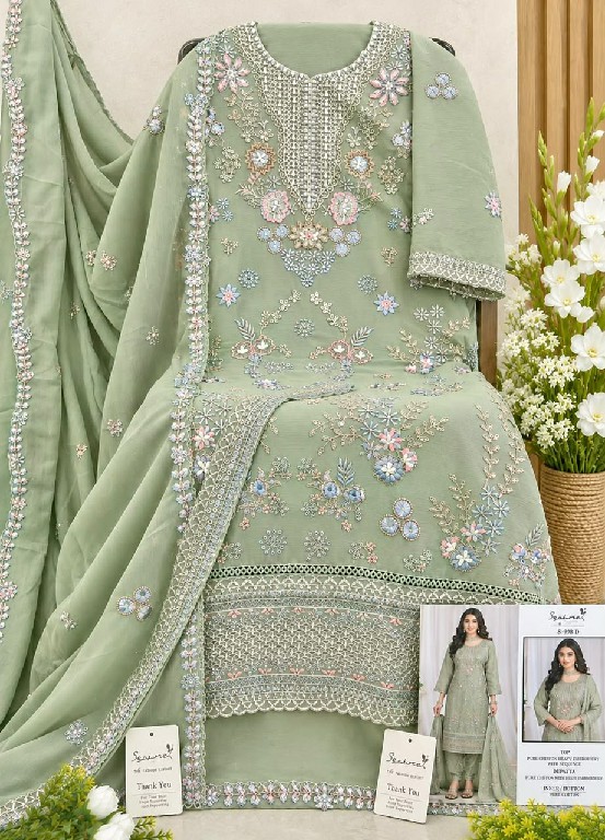 SERINE D.NO 998 WHOLESALE PURE CHIFFON SILK PAKISTANI HIT DESIGN UNSTITCH SALWAR SUITS EXPORTER