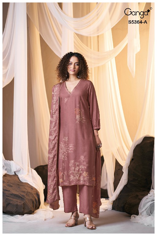 GANGA BRUNELLA S5364 WHOLESALE PURE WOOL PASHMINA WINTER WEAR UNSTITCH SALWAR SUITS SUPPLIER