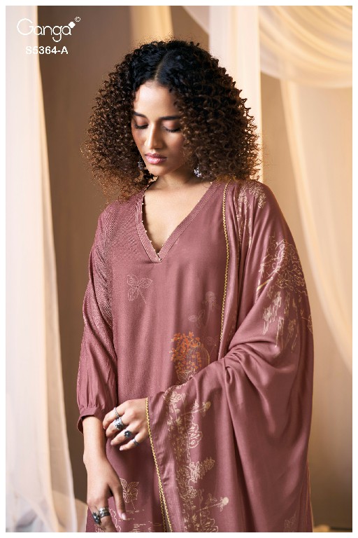 GANGA BRUNELLA S5364 WHOLESALE PURE WOOL PASHMINA WINTER WEAR UNSTITCH SALWAR SUITS SUPPLIER