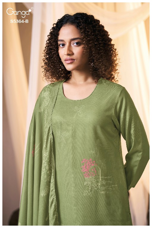 GANGA BRUNELLA S5364 WHOLESALE PURE WOOL PASHMINA WINTER WEAR UNSTITCH SALWAR SUITS SUPPLIER