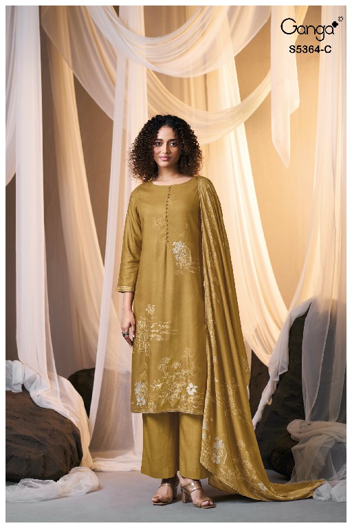 GANGA BRUNELLA S5364 WHOLESALE PURE WOOL PASHMINA WINTER WEAR UNSTITCH SALWAR SUITS SUPPLIER