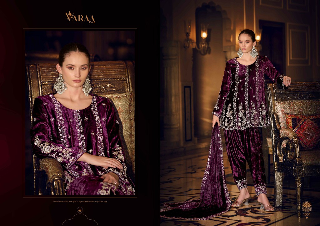 VARAA FAB GUL-E-GULZAR VOL 2 WHOLESALE VISCOSE VELVET WINTER AMAZING DESIGN UNSTITCH SALWAR SUITS EXPORTER