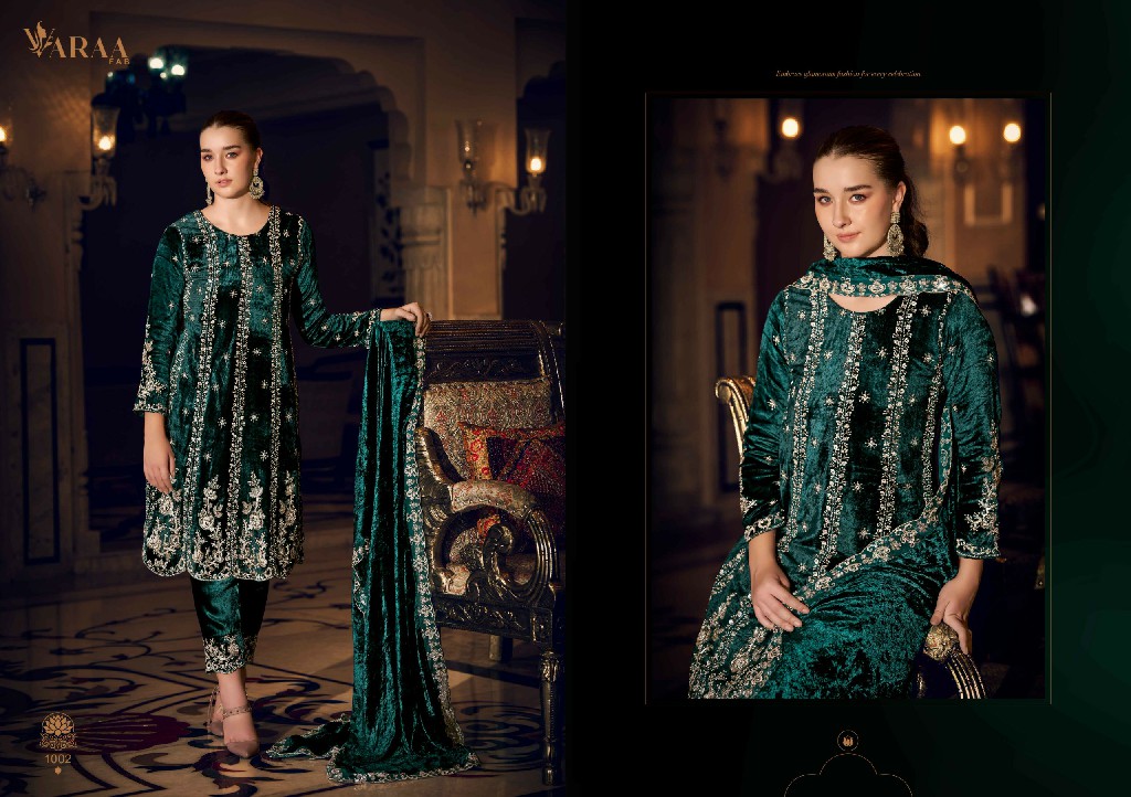 VARAA FAB GUL-E-GULZAR VOL 2 WHOLESALE VISCOSE VELVET WINTER AMAZING DESIGN UNSTITCH SALWAR SUITS EXPORTER