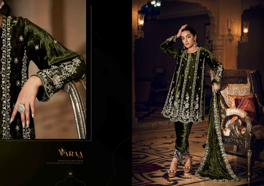 VARAA FAB GUL-E-GULZAR VOL 2 WHOLESALE VISCOSE VELVET WINTER AMAZING DESIGN UNSTITCH SALWAR SUITS EXPORTER