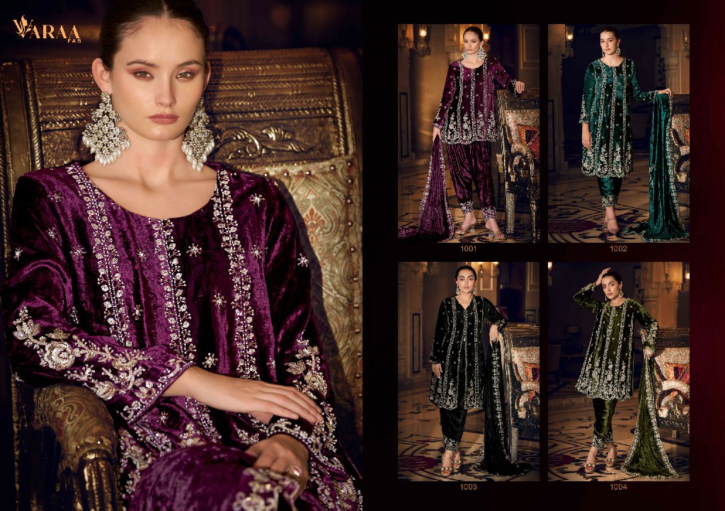 VARAA FAB GUL-E-GULZAR VOL 2 WHOLESALE VISCOSE VELVET WINTER AMAZING DESIGN UNSTITCH SALWAR SUITS EXPORTER