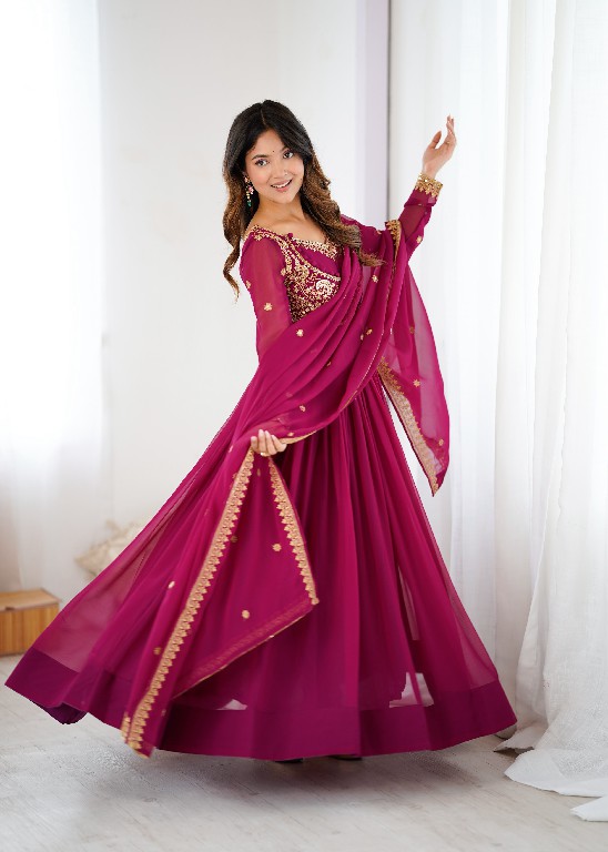 SP SERIES D.NO SP-57 WHOLESALE READYMADE FAUX GEORGETTE BOUTIQUE ETHNIC STYLE GOWN PANT WITH DUPATTA EXPORTER