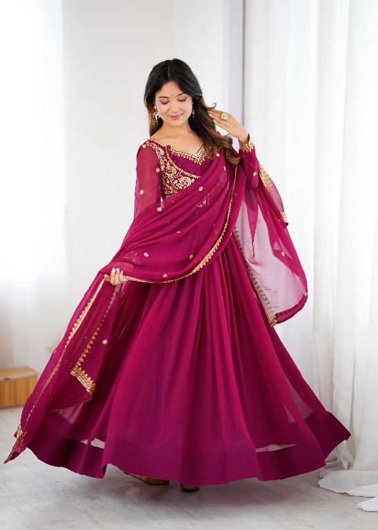 SP SERIES D.NO SP-57 WHOLESALE READYMADE FAUX GEORGETTE BOUTIQUE ETHNIC STYLE GOWN PANT WITH DUPATTA EXPORTER