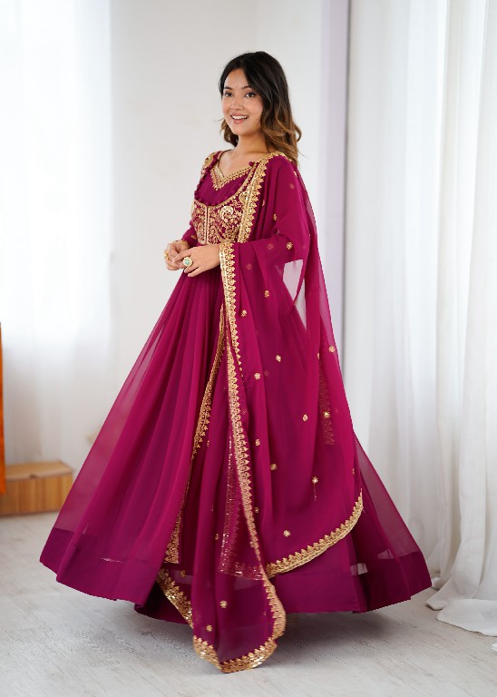 SP SERIES D.NO SP-57 WHOLESALE READYMADE FAUX GEORGETTE BOUTIQUE ETHNIC STYLE GOWN PANT WITH DUPATTA EXPORTER