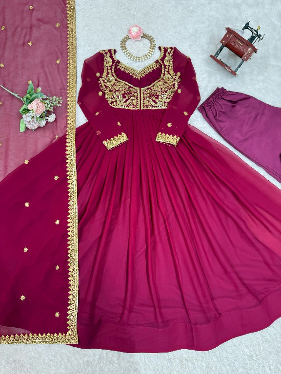 SP SERIES D.NO SP-57 WHOLESALE READYMADE FAUX GEORGETTE BOUTIQUE ETHNIC STYLE GOWN PANT WITH DUPATTA EXPORTER