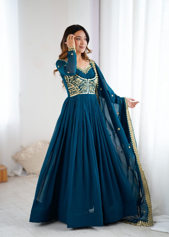SP SERIES D.NO SP-57 WHOLESALE READYMADE FAUX GEORGETTE BOUTIQUE ETHNIC STYLE GOWN PANT WITH DUPATTA EXPORTER