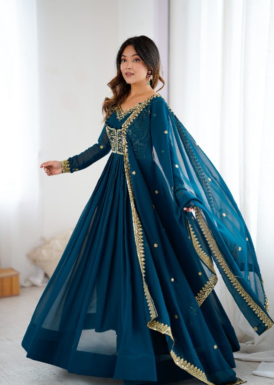 SP SERIES D.NO SP-57 WHOLESALE READYMADE FAUX GEORGETTE BOUTIQUE ETHNIC STYLE GOWN PANT WITH DUPATTA EXPORTER