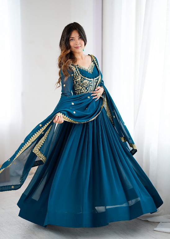 SP SERIES D.NO SP-57 WHOLESALE READYMADE FAUX GEORGETTE BOUTIQUE ETHNIC STYLE GOWN PANT WITH DUPATTA EXPORTER
