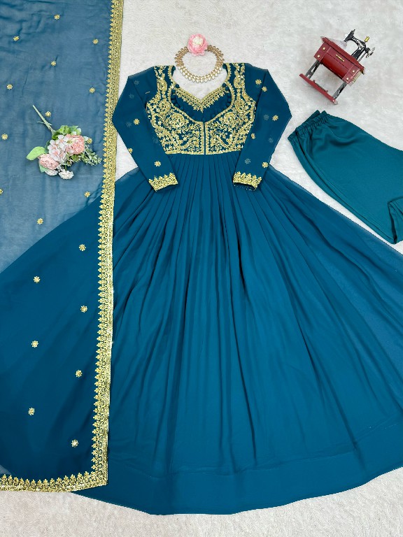 SP SERIES D.NO SP-57 WHOLESALE READYMADE FAUX GEORGETTE BOUTIQUE ETHNIC STYLE GOWN PANT WITH DUPATTA EXPORTER
