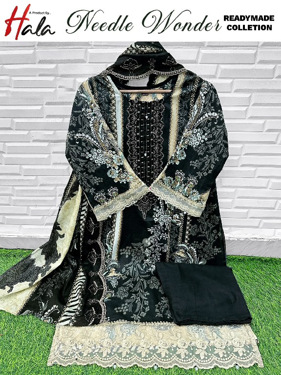 HALA NEEDLE WONDER WHOLESALE LAWN COTTON BEAUTIFUL EMBROIDERED FULL STITCHED 3 PCS SUITS EXPORTER