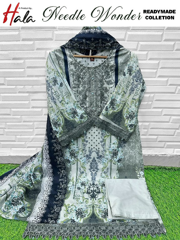 HALA NEEDLE WONDER WHOLESALE LAWN COTTON BEAUTIFUL EMBROIDERED FULL STITCHED 3 PCS SUITS EXPORTER
