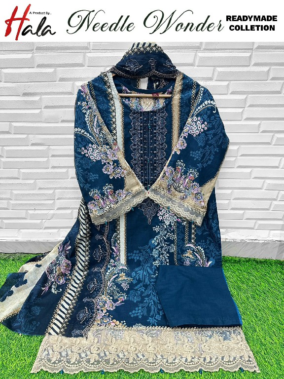HALA NEEDLE WONDER WHOLESALE LAWN COTTON BEAUTIFUL EMBROIDERED FULL STITCHED 3 PCS SUITS EXPORTER