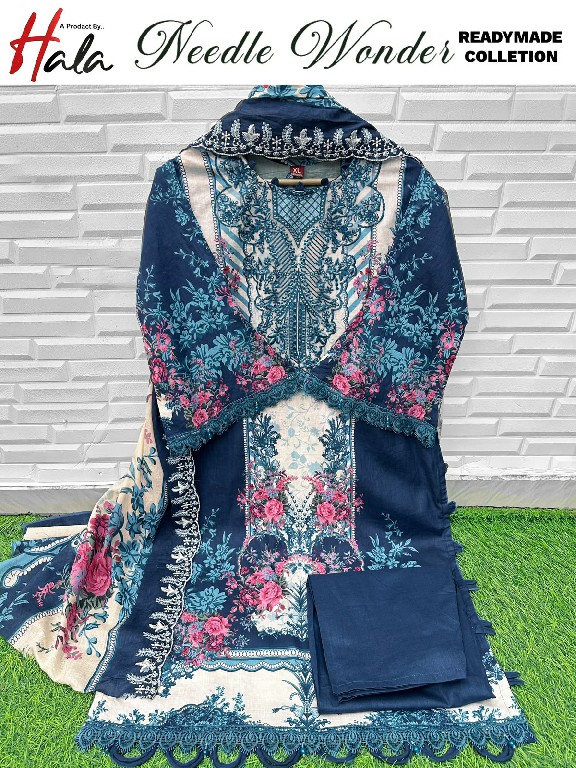 HALA NEEDLE WONDER WHOLESALE LAWN COTTON BEAUTIFUL EMBROIDERED FULL STITCHED 3 PCS SUITS EXPORTER