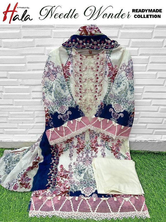 HALA NEEDLE WONDER WHOLESALE LAWN COTTON BEAUTIFUL EMBROIDERED FULL STITCHED 3 PCS SUITS EXPORTER