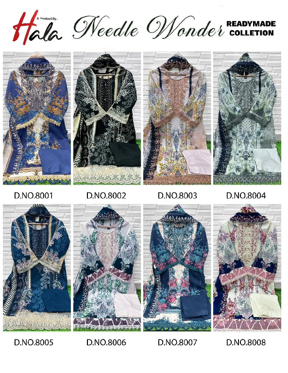 HALA NEEDLE WONDER WHOLESALE LAWN COTTON BEAUTIFUL EMBROIDERED FULL STITCHED 3 PCS SUITS EXPORTER