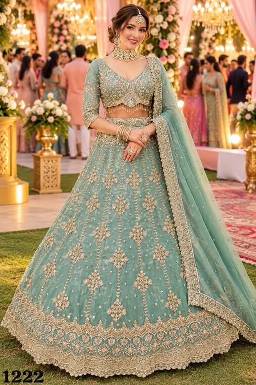 MRUDANGI KAVERI WHOLESALE REAL SALSA FULL HEAVY BEADS WORK PARTY WEAR LEHENGA CHOLI FOR EXPORT