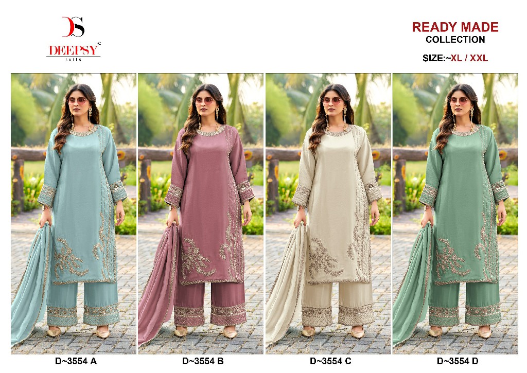 DEEPSY D.NO 3554 WHOLESALE READYMADE VISCOSE TISSUE SILK PAKISTANI LONG 3 PCS SUITS SUPPLIER